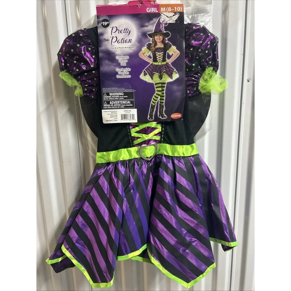 Way To Celebrate Girls Pretty Potion Witch Costume Size Medium 8-10 NWT‎